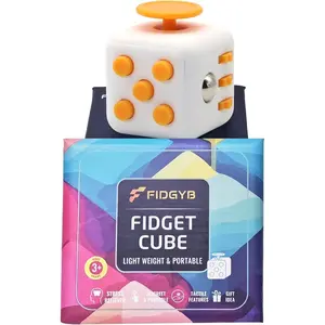 Cube Fidget Stress Relief Toy for Adults & Kids, Smooth, Quiet Sensory Toy for Anxiety, Focus & ADHD Idea[WHI_Yellow]