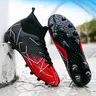 Male Colorblock High-Top Football Cleats - Lace-Up Synthetic PU Upper, Breathable Comfortable Fit, Spiked Sole, Enhanced Ankle Protection for American Football Sports
