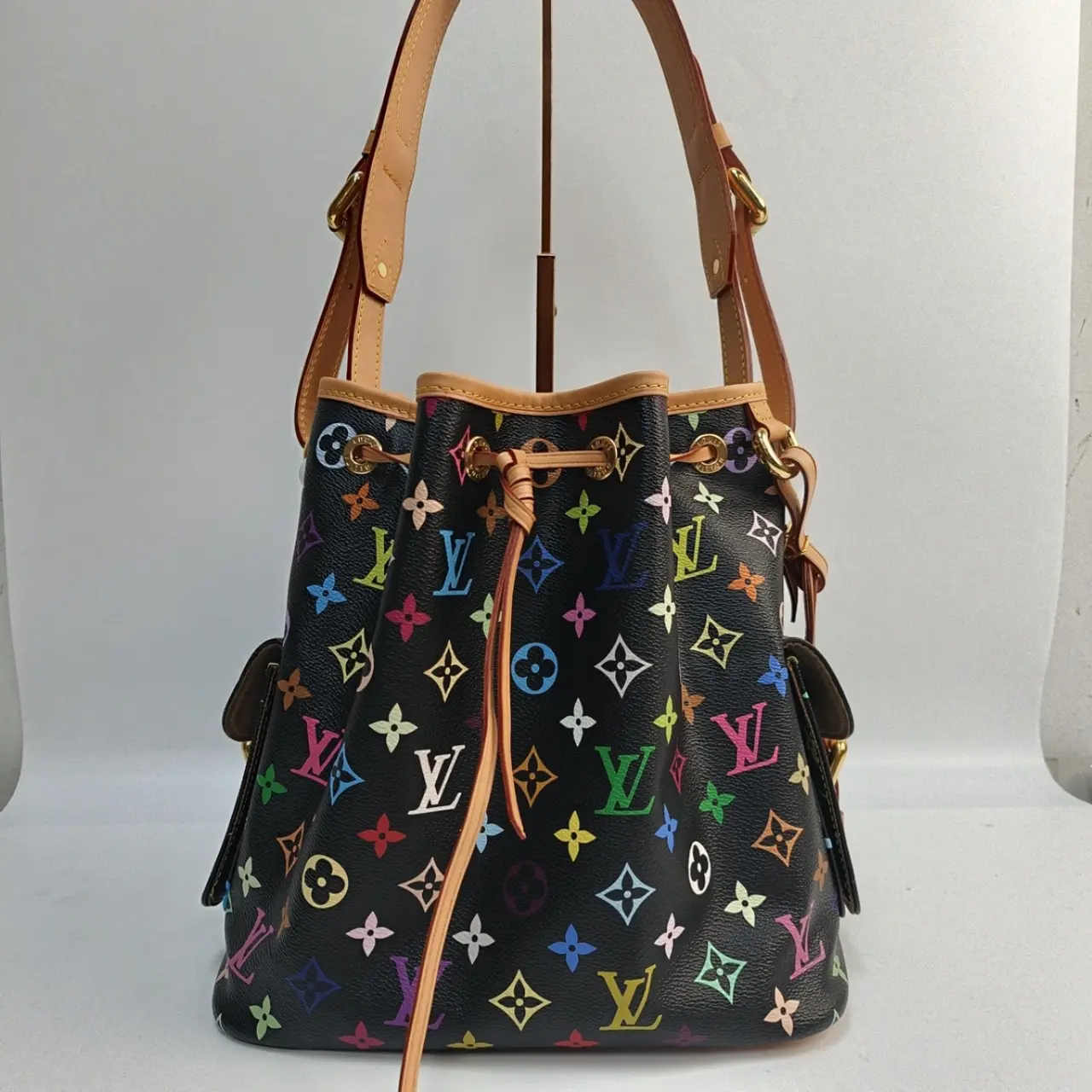 Pre-owned Louis Vuitton canvas Shoulder Bags Monogram Multicolore Petit Noe Bag bucket XP02620【BF 123Z】