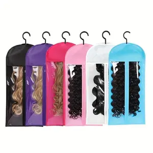 6PCS  Storage Bags with Matching Hangers, Breathable Dustproof Covers in Assorted Colors for , Wig  tool Hair Extensions & Hair Accessories