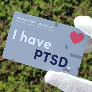 PVC Medical Alert Card Notice, Compact Writable Urgent Emergency Contact Info, Schizophrenia & Ptsd Recovery Support, Alcoholism Disorder Care, Custom Message Card