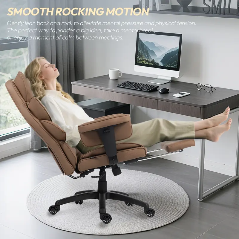 Person reclining in CurveThrone chair with footrest extended