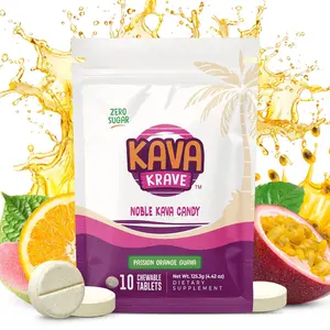 Kava Krave Noble Kava Candy – Passion Orange Guava Flavor Chewable Kava Tablets, Zero Sugar, Alcohol-Free, for Calm Energy & Stress Relief