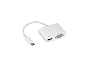 Nippon Labs USB 3.1 Type-C to HDMI + VGA Adapter, White, Type-C Converter, 30UC-CHMVGA