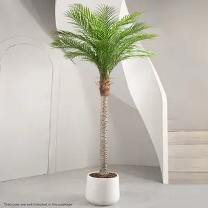 Artificial Phoenix Palm Tree Faux Plant 7/8/9 Feet With 18 Adjustable Leaves Outdoor Indoor Decoration Fake Plants Decorative Fruits Outdoor Tall Plants Artificial Greenery Decorations Wedding Party Outdoor Front Porch Decor