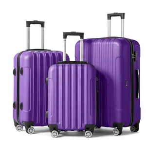 3 Piece Nested Spinner Suitcase Luggage Set With TSA Lock Purple