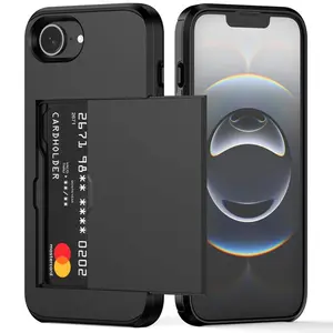 Suitable for iPhone 17/16e/16 Pro Max/15 Pro Max/14/13/12/11 Pro Max Plus Air slide card holder double-layer shock-absorbing protective case, ultra-thin wallet design