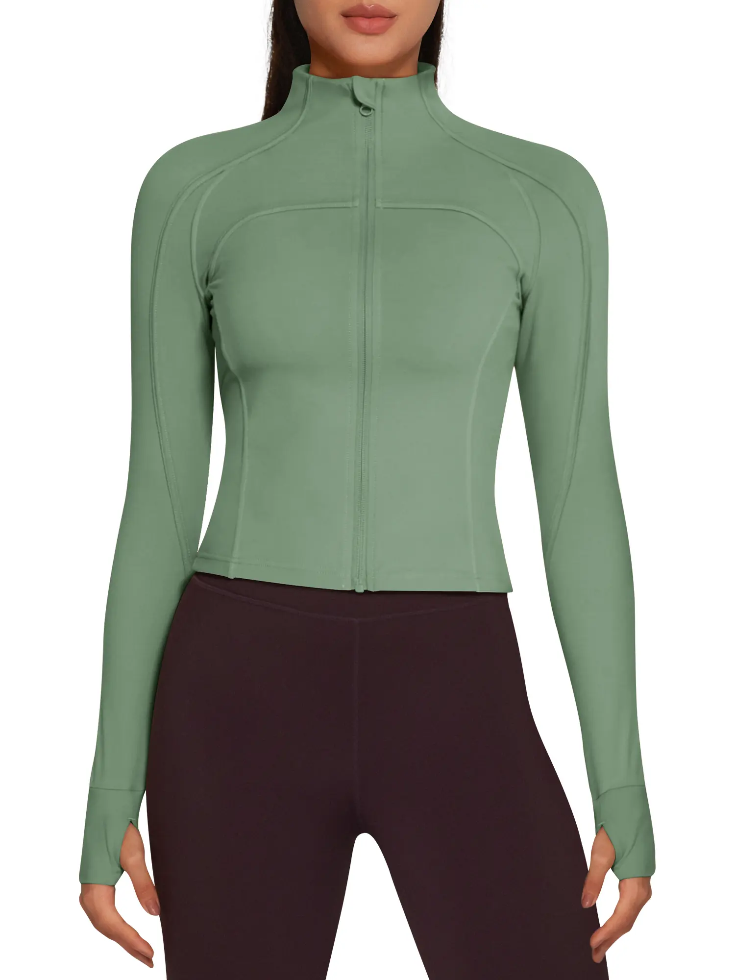 Women's Lightweight Running Jacket-Soft, Stretchy Zip-Up Athletic Yoga Coat, Slim Fit, 4-Way Stretch, Polyester Blend, Machine Washable Tops Long Sleeve jean jackets women