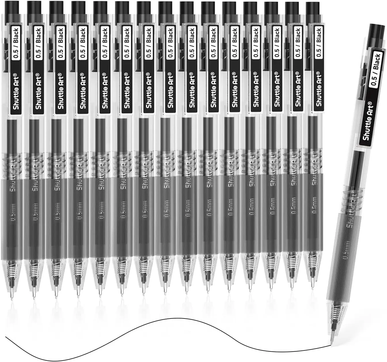 Shuttle Art Black Gel Pens, Ink Glide Series 15/60/90 Pack Retractable 0.5mm Fine Point Rollerball Gel Ink Pens Quick Drying Waterproof Smooth Writing with Comfortable Grip for Office School and home