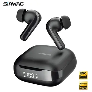 SIAWAG BTW78 Bluetooth Earbuds with ENC Noise Cancelling IPX4 Waterproof Dual Pairing Battery Display Comfortable Fit In-Ear Headphones