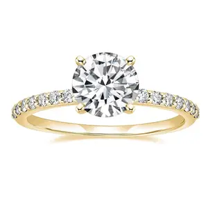 EAMTI 14K Gold Plated Engagement Rings 1.25CT Round Cut Solitaire Cubic Zirconia CZ Wedding Promise Rings for Her Wedding Bands for Women