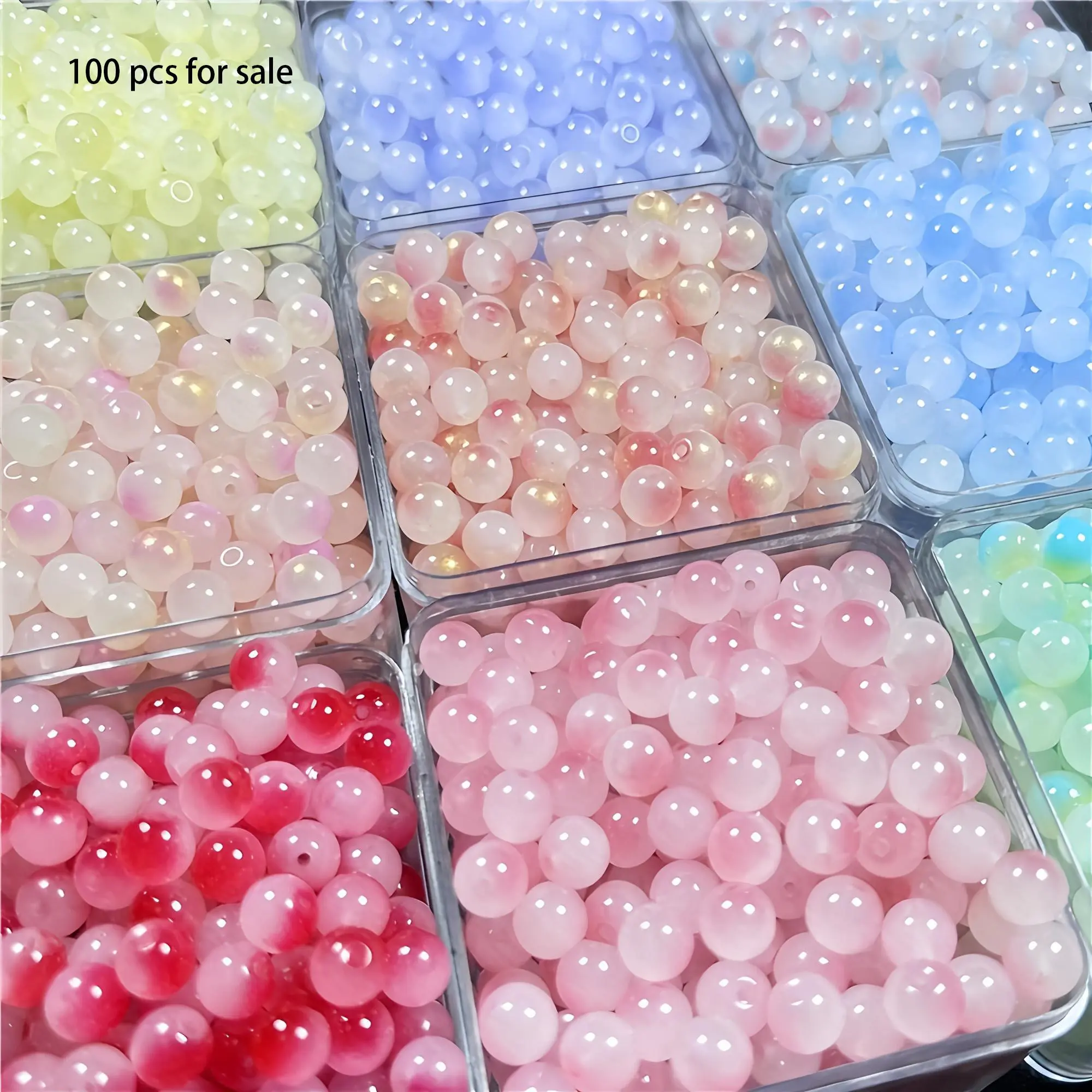 100 Multicolor Glass Beads for Jewelry Making, Transparent Round Beads for Bracelets & Necklaces DIY Projects, Craft Supplies, Beads for Crafts, DIY Beading Accessories, DIY Mixed Beads