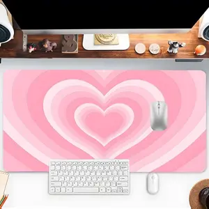 Heart Pattern Mouse Pad, Large Mouse Pad, Non-slip Rubber Edged Mouse Mat, Desk Mouse Pad for Laptop, Computer, Game, Office, Home, Girly Office Supplies, Desk Accessories