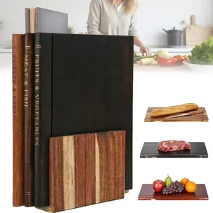 Book-Shaped Cutting Board Set, Includes 3 Wooden Cutting Boards and Base, Ideal for Vegetables, Cheese, Bread, Meat, Perfect for Mother's Day and Book Lovers