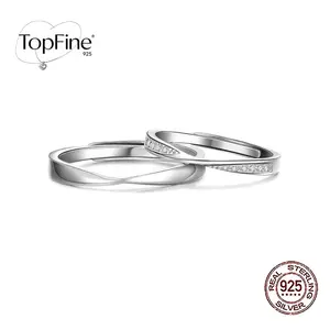 Luxury 925 Sterling Silver Adjustable Couple Rings - Twist Design with Clear CZ, Hypoallergenic Engagement Band for Brides/Grooms/Lovers | Perfect Valentine's Day Anniversary Wedding Party Gift