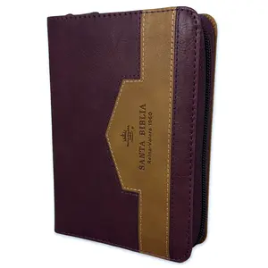 Bible in Spanish Pocketsize with Zipper Reina Valera 1960 with Index Imitation Leather Wine and Brown with Index