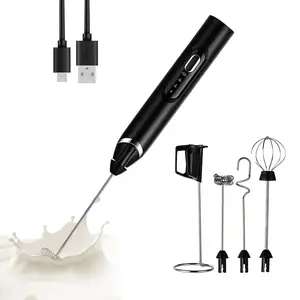 Upgraded Electric Milk Frother – Rechargeable Hand Mixer with Multiple Whisks, 3-Speed Control & Storage Stand | Ideal for Coffee, Matcha, Protein Shakes & Egg Beating– Christmas gift