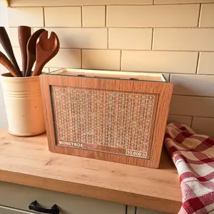 MONEYBOX Wooden - eco-friendly [biodegradable] box | Eco-friendly, sustainable design | Save up to $10,000 | stylish sturdy box | perfect for budgeting, financial planning and goal setting | perfect for teens, adults and families