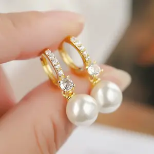 S925 Sterling Silver Pearl Drop Earrings | Elegant Artificial Pearl Jewelry | Women's Classic Gift Idea
