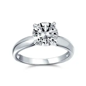 Timeless Promise 2CT CZ Round Solitaire Engagement Ring Thin Band Silver
