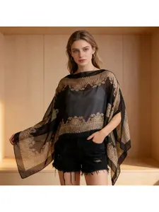 Spring and Summer Versatile Chiffon Shawl for Women, Thin Waistnut Print Sun Protection Coat, Summer Hoodie Shawl