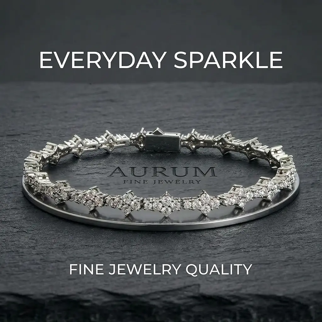 Women's Luxury AAAA-Grade CZ Crystal Plum Blossom Tennis Bracelet - 7mm Diamond-Cut Facets, 14g, Spring Ring Clasp, Dainty Flower Link Full Pave Costume Jewelry, 7/8 Sizes, Elegant Modern Daily Birthday Gift, Beautifully Packaged with Extras, Unisex Fit,,