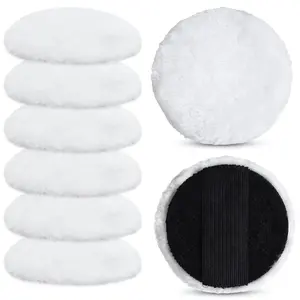 8 Pcs Lambswool Stain Pad, 4'' Lambswools Applicator with Elastic Strap, Reusable Lambswool Stain Pad Suitable for Furniture, Floors, Polishing, Waxing and Smearing