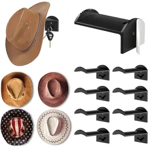 Cowboy Hat Holder & Organizer (8 Pack) - 3.0IN Wide with Anti-Slip Serrated Design for Secure Hat Storage - Easy Installation for Wall or Door -  for Hat Organization and Storage