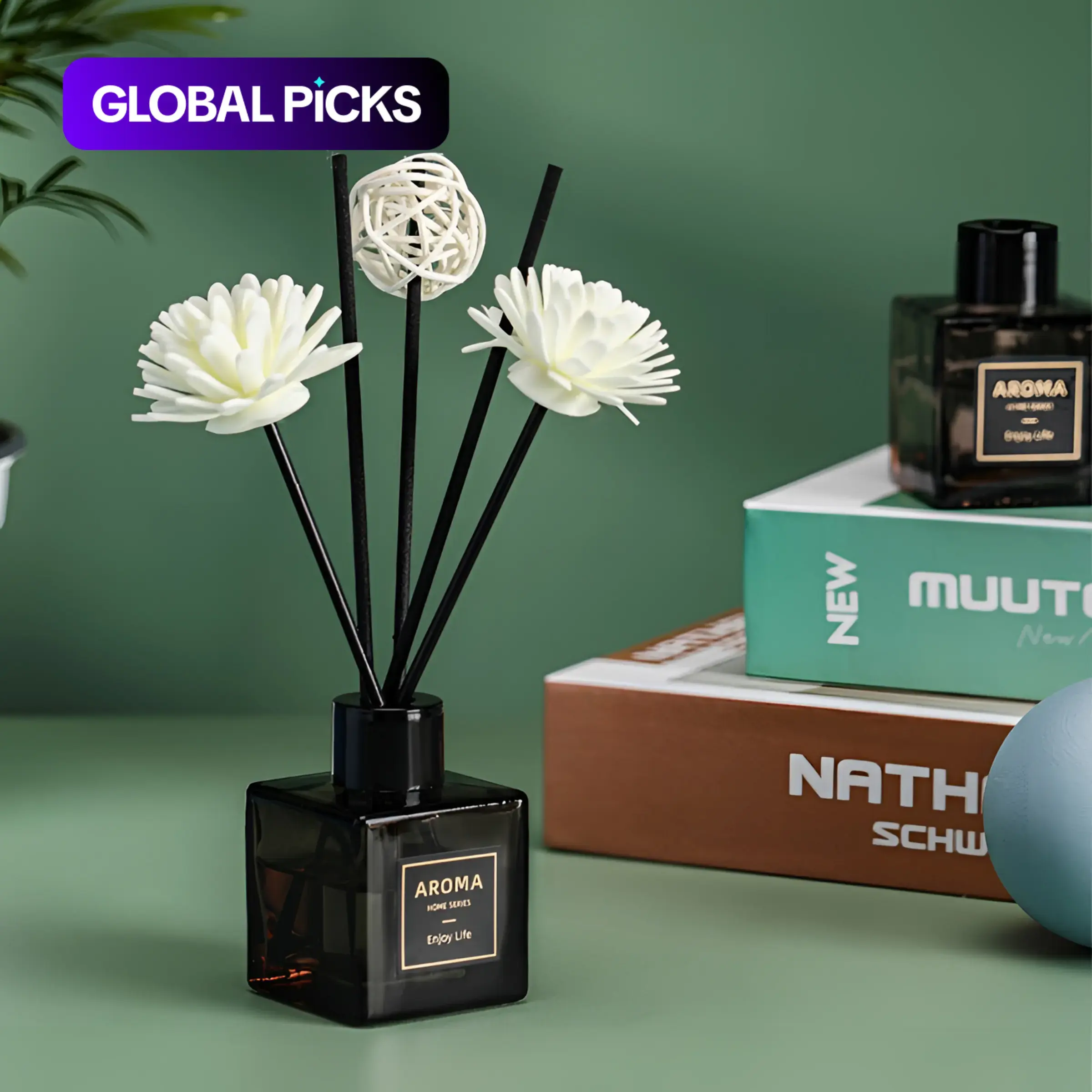 50 mL Reed Diffuser with Sticks, Floral Aromatherapy Fragrance, Scented Home Fragrance for Bathroom, Living Room, and Office #GLOBAL PICKS