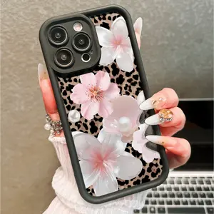 Flower Leopard Print Phone Case, Floral, Valentine's Day Gift for Elderly, Boyfriend Girlfriend, Anti-Drop Wear Resistant, Compatible with iPhone
