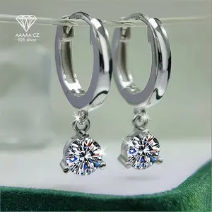 925 Sterling Silver 1ct White 5A CZ Earrings, Luxury Gift for Birthdays & Weddings