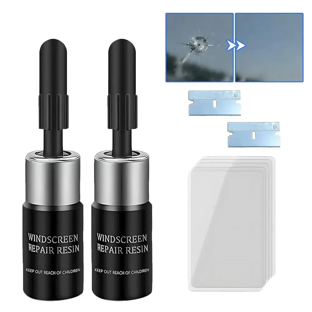 Windshield Repair Kit, 2026 Latest Car Windshield Crack Repair Kit, 2 Bottles Nano Glass Repair Liquid,Fix Bullseye & Star Cracks. All Crack Types Windshield Repair Kit