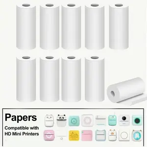 5-roll, 10 roll, 20 roll wood pulp self-adhesive speed printing paper, suitable for cameras, office and school supplies, camera replacement accessories