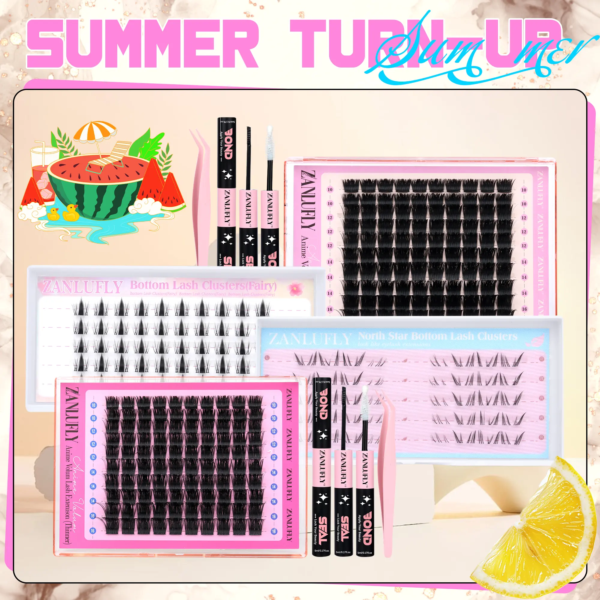 zanlufly Lash Clusters KIt D Curly Lash Extension Kit Volume Thick Eyelash Extension Kit Individual Lashes Kit  TikTokShopBlackFriday