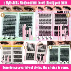 1 Box 640-Cluster Eyelash Book, Single Cluster Lashes, 30D/40D/50D False Lashes, Soft and Lightweight, Reusable for Daily or Commute Makeup
