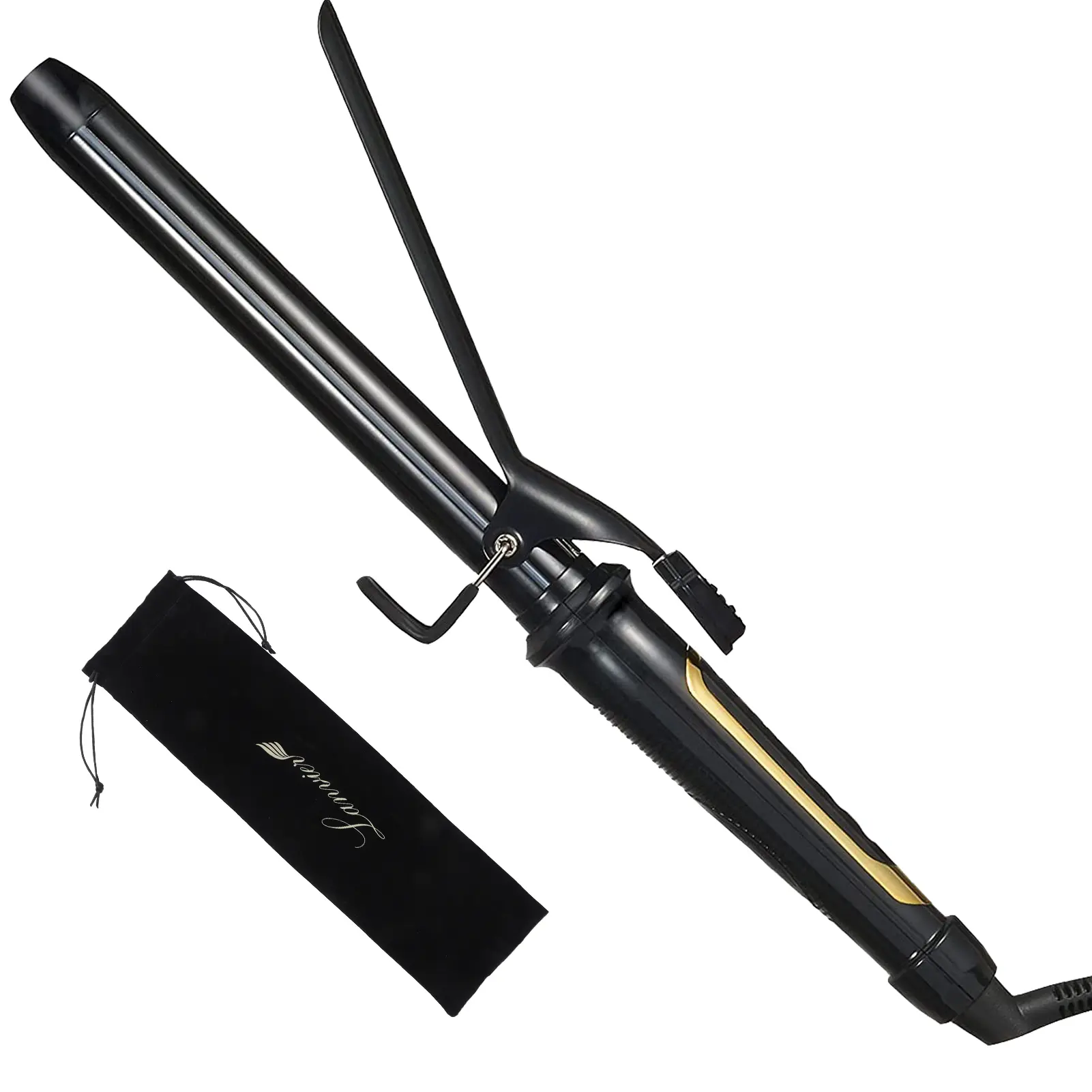 Lanvier 1 Inch Extra Long Hair Curling Iron with Ceramic Tourmaline Barrel, Professional Hair Curler up to 450°F with Dual Voltage for Worldwild Use, Hair Waving Style Curling Tool to Creat Small curls to Medium curls for Girls & Women–Black Comfort tikto