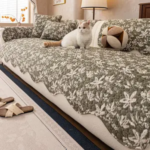 1pc vintage floral sofa cushion, Washable sofa slipcover, Soft sofa protector, soft and comfortable fabric irregular edge design, dustproof and stain resistant suitable for all seasons Ideal for daily and festival decoration, fits 1to5-seater sofas