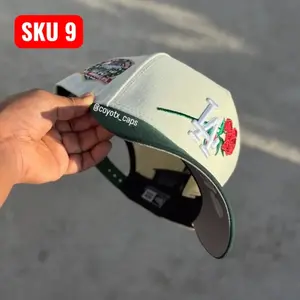 New Era LA Dodgers Floral Snapback Cap – MLB Cream Green Baseball Hat with Rose Embroidery, Adjustable Flat Brim Streetwear Gorras, Unisex Urban Fashion Headwear, Limited Edition Custom