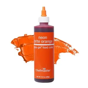 Chefmaster Neon Orange Liqua-Gel® Food Coloring | Vibrant Color | Professional-Grade Dye for Icing, Frosting, Fondant | Baking & Decorating | Fade-Resistant | Easy-to-Use | Made in USA | 10.5 oz