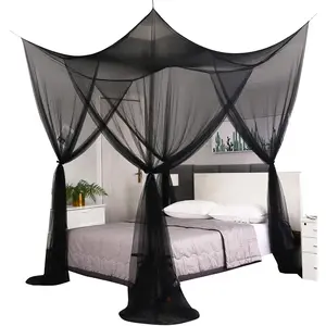 Bed Canopy,Canopy Bed Curtains Bed Drapes for Full   Size Bed,Mosquito Net Bed Curtains for Patio Indoor Outdoor Net,Black Bed Canopy Curtains for Gothic,Halloween Decoration