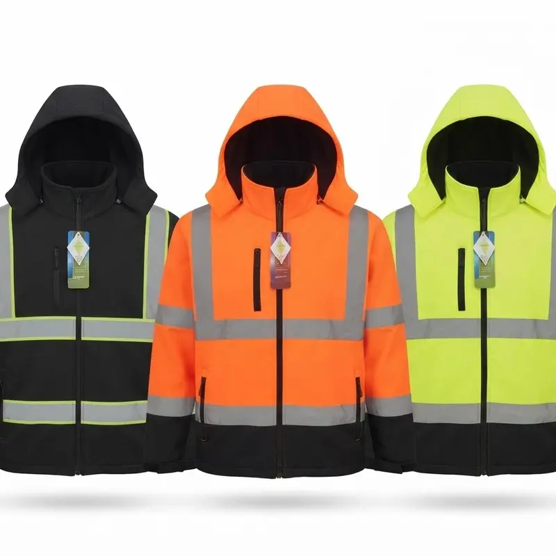 Safeguard Men's Reflective Tape Hooded Safety Jacket - Waterproof, Lightweight, Warm Safety Work Outerwear for Fall, Spring
