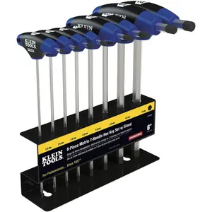 JTH68M T-Handle Hex Key Set, Metric Sizes Wrench Set with 6-Inch Blades, Stand Included, 8-Piece