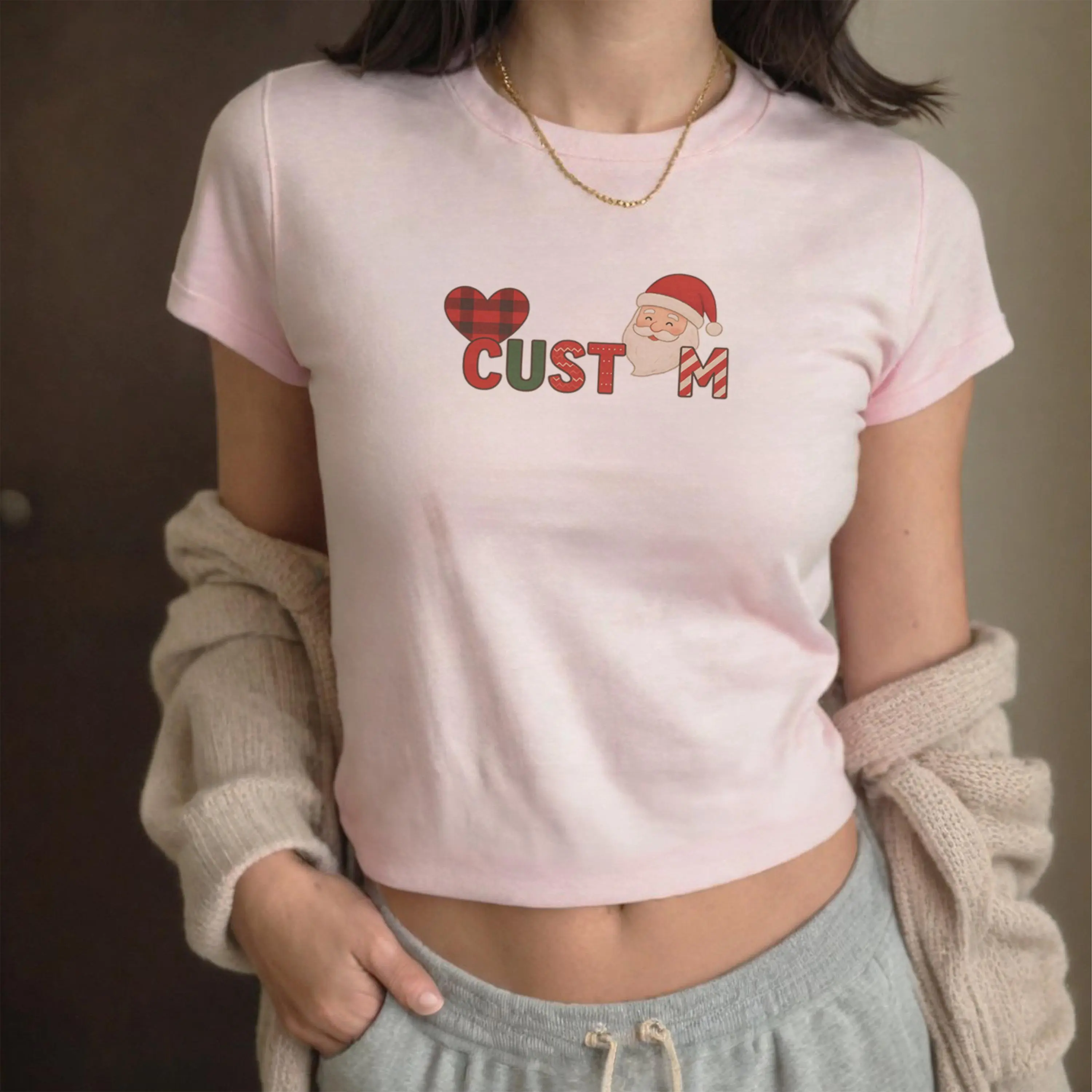 Personalized Christmas Baby Tee Custom Holiday Text Tee Funny Xmas Shirt Unique Family Matching Outfit Festive Gift Idea