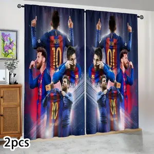 Semi-blackout curtains featuring a classic Messi jersey design, suitable for bedrooms, living rooms, kitchens, hotels, gazebos, celebrity-themed decorations, fan celebrations, holiday gifts, and birthday presents.