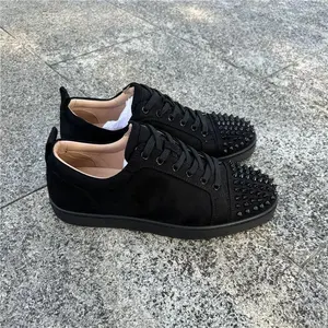 2026 men's studded red bottoms shoes, forefoot studded decoration, couple's casual and fashionable sports shoes, casual and comfortable red soled sports shoes, closed sports shoe gift