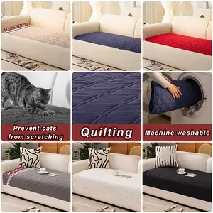 1PC Lightweight Thin Sofa Cushion for 2/3/4 Seater L-Shape Sofas, Modern Ultrasonic Embossed Geometric Pattern, Pet Friendly