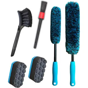 6 count  Wheel Cleaning Detailing Pro Kit, Tire Brush, 2 count Soft Woolies Rims Brush, Detailing Brush, and Tire Dressing Pads, Scratch-Free & Multipurpose Tire Brush