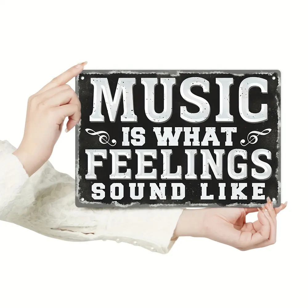 Putuo Decor Vintage Tin Wall Plaque - shems0406 Rectangle Metal Music Sign, 7.8x11.8in Living Room Decor, Home Supplies Coffee Bar Accent Gift for Music Enthusiasts, Decorative Plaque