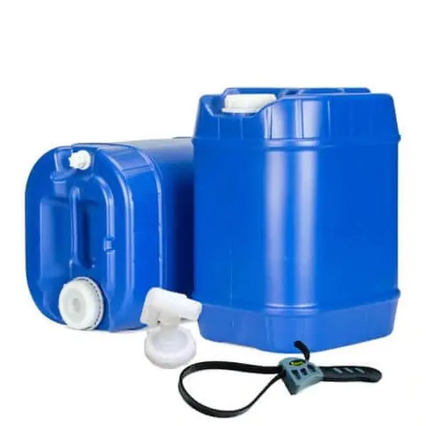 Survival Supply House 5-Gallon Emergency Water Tank Kit Set of 2 with Spigot BPA-Free Food Grade Plastic Portable Stackable Water Storage Containers