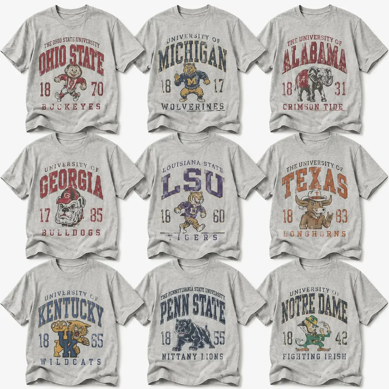 Vintage All Team Football Mascot T-Shirt, Retro College Team Graphic Tee, Distressed Game Day Fan Apparel Gift for Men Women